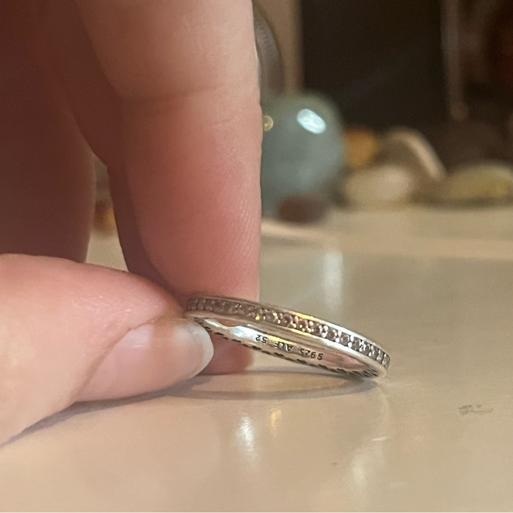 925 sterling silver single band pink Pandora ring